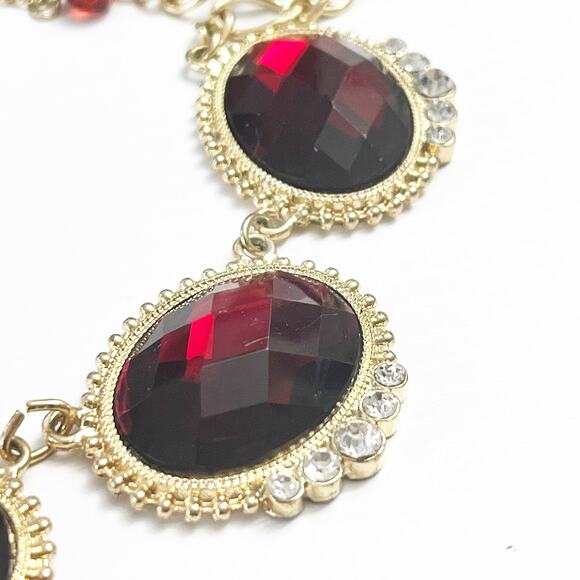 NEW 1928 Vintage Garnet Red Faceted Statement Necklace - Picture 6 of 7